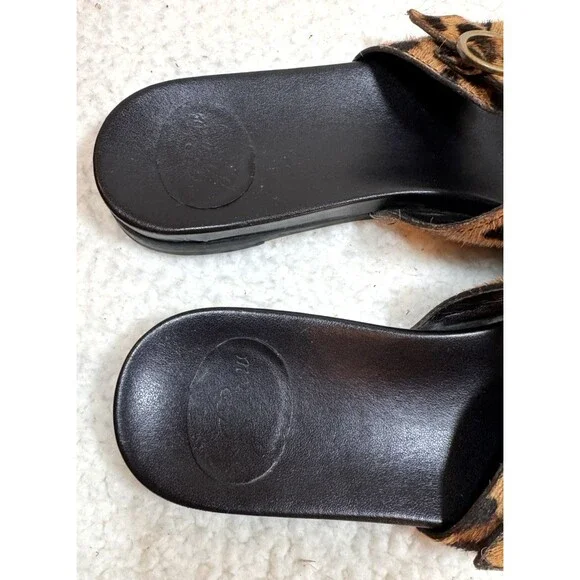 J Crew Leopard Calf Hair Slide Size 9 Summer‎ Vacation Beach Travel Resort-wear - Picture 5 of 9